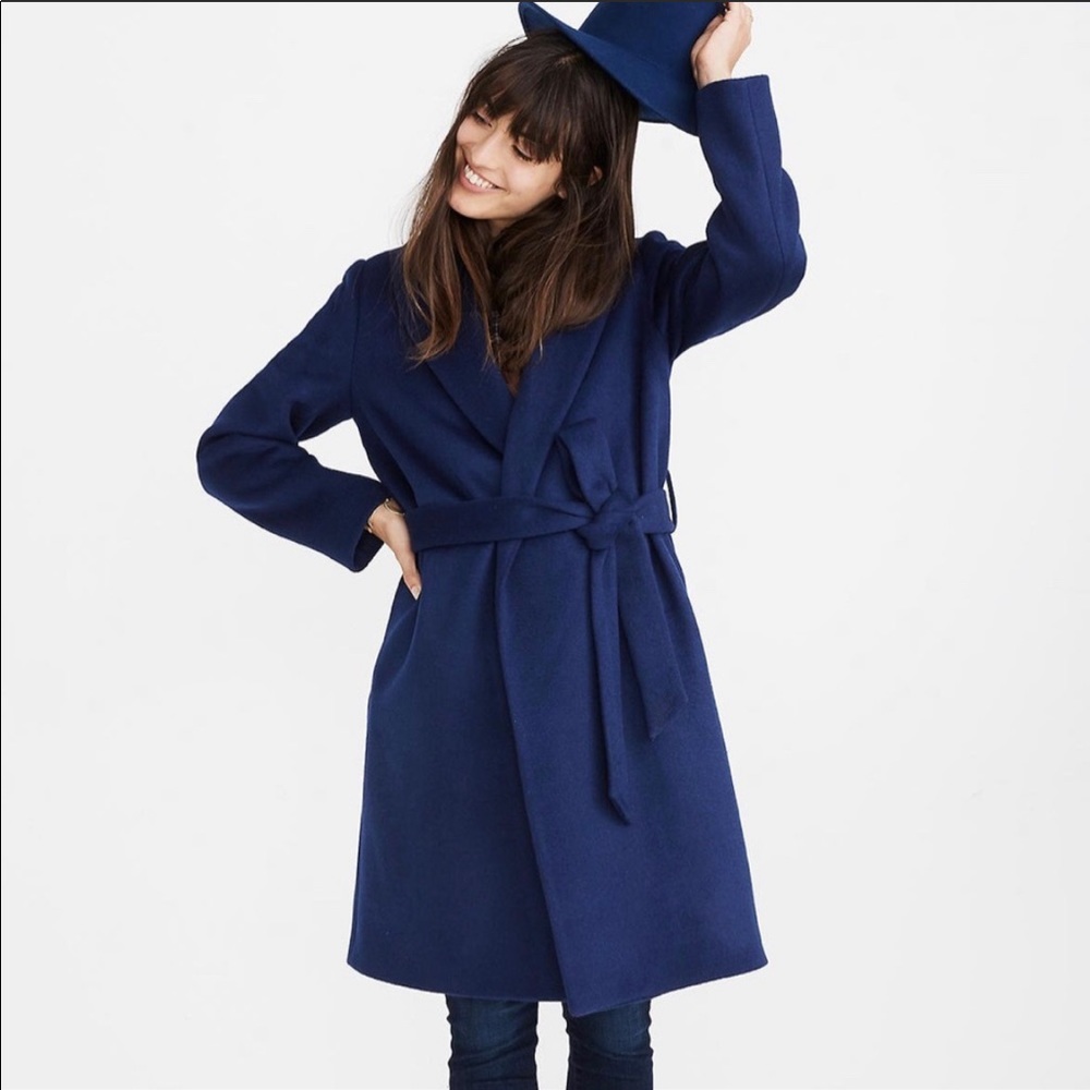 Madewell Shawl Collar Wrap Coat Night Sky, Size L